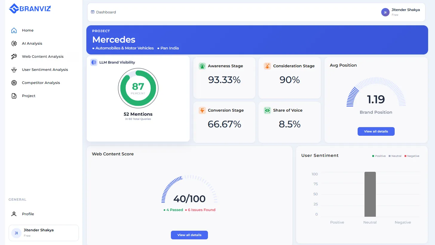 Result of Brand AI Visibility